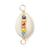 Natural Cowrie Shell & Faceted Glass Connetctor Charms PALLOY-JF02664-02-2