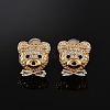 Bear Brass Micro Pave Clear Cubic Zirconia Stud Earrings EJEW-B131-05G-2