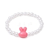 Easter Rabbit Acrylic Beaded Stretch Bracelets BJEW-JB11292-3