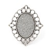 Vintage Adjustable Iron Flower Finger Ring Components Alloy Cabochon Bezel Settings PALLOY-O036-03AS-3