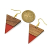 Resin & Walnut Wood Triangle Dangle Earrings EJEW-JE05505-02-2