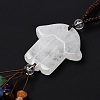 Hamsa Hand/Hand of Miriam Natural Quartz Crystal Pendant Decorations HJEW-R127-02B-6