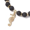 Adjustable Natural Lava Rock Braided Bead Bracelets BJEW-JB10563-4