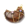 Natural Tiger Eye Copper Wire Wrapped Pendants PALLOY-JF01639-02-3