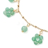 Dyed Natural Malaysia Jade Round Beaded Flower Tassel Ankelets AJEW-AN00706-01-4