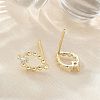 Brass Glass Stud Earrings EJEW-Q014-22G-5