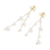 Shell Pearl Round Beaded Tassel Earrings EJEW-TA00816-4