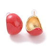 Enamel Bean Stud Earrings EJEW-F307-01G-3