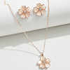 Flower Alloy Cat Eye Pendant Necklaces & Stud Earrings Sets FS-WG11189-01-2