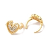 Hollow Heart Brass Micro Pave Cubic Zirconia Cuff Earrings for Women EJEW-P281-06G-2