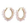 3 Pairs 3 Size Natural Rose Quartz Chips Hoop Earrings EJEW-JE05710-01-4