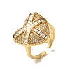 Brass Micro Pave Cubic Zirconia Cuff Rings for Women RJEW-G325-06G-1