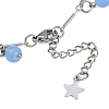201 Stainless Steel Moon Star & Natural Dyed Malaysia Jade Round Charm Brass Bar Link Chain Anklets AJEW-AN00732-02-5