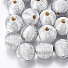 Wood Beads Covered with Polyester Cord Wire X-WOVE-S117-10mm-06-2