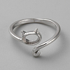  1Pc Rhodium Plated 925 Sterling Silver Open Cuff Ring Findings FIND-NB0004-89-8