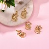 5Pcs Brass Micro Pave Clear & Black Cubic Zirconia Pendants ZIRC-SZ0003-29-6