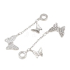 Brass Micro Pave Clear Cubic Zirconia Double Butterfly European Dangle Charms KK-H257-04P-2