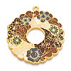 Rack Plating Alloy Enamel Big Pendants ENAM-N056-394B-G-1