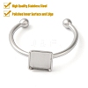 Non-Tarnish 304 Stainless Steel Open Cuff Ring Components STAS-I306-03P-2