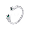 Brass Micro Pave Cubic Zirconia Cuff Open Rings for Women FS-WG15C9D-10-1