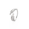 Non-Tarnish 304 Stainless Steel Leaf Open Cuff Ring for Women RJEW-S405-190P-3