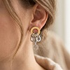 Two Tone 304 Stainless Steel Stud Dangle Earrings for Women WG3EDAB-01-1