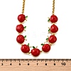 Teachers' Day Brass Red Enamel Fruit Link Chain Necklaces NJEW-K287-04B-G-5