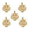 5Pcs Brass Micro Pave Clear & Green Cubic Zirconia Pendants ZIRC-SZ0003-17-1