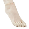 Brass & Glass Colorful Flat Round Link Chain Anklets AJEW-AN00731-3