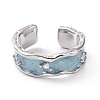 Enamel Wave Open Cuff Ring with Clear Cubic Zirconia RJEW-D075-07P-2