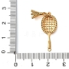 Sports Brass Micro Pave Clear Cubic Zirconia Racket with Badminton Links Connector Charms KK-K422-18G-3