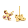 Rack Plating Brass Micro Pave Clear Cubic Zirconia Stud Earrings EJEW-N055-02G-02-RS-2