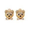Bear Brass Micro Pave Clear Cubic Zirconia Stud Earrings EJEW-B131-05G-4