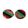 Jamaican Colour Epoxy Resin & Walnut Wood Pendants RESI-N039-122A-2