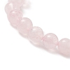 Round Natural Rose Quartz Beaded Stretch Bracelet with Nuggets Charms for Women BJEW-JB09316-02-5