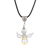 Angel Glass Sead Beaded Wing Pendant Necklaces NJEW-MZ00090-02-2