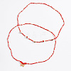 Resin Mushroom & Natural Shell & Glass Seed Beaded Alloy Butterfly Charm Double Layer Stretch Waist Chains for Women FS-WGE52BD-01-5