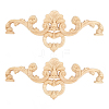 Natural Solid Wood Carved Onlay Applique Craft WOOD-FH0001-24-1