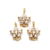 Brass Micro Pave Clear Cubic Zirconia Star Connector Charms KK-H515-12G-1