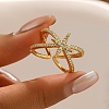 Brass Micro Pave Cubic Zirconia Cuff Rings for Women UD9678-3-2