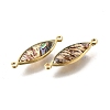 Brass Pave Natural Paua Shell Connector Charms KK-E794-01G-06-2