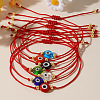 7Pcs Adjustable Glass & Brass Beads Braided Bead Bracelets TW6969-1