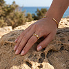 304 Stainless Steel Rhinestone Flower Cuff Open Rings for Women EY7993-2