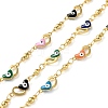 Heart with Evil Eyes Brass Enamel Link Chains CHC-Q013-03G-1