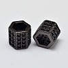 Hexagonal Prism Brass Micro Pave AAA Cubic Zirconia European Beads ZIRC-L050-27B-NR-1