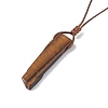 Natural Black Obsidian Nugget Pendant Necklace with Waxed Cord for Women NJEW-F306-01E-3