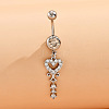 Brass Clear Cubic Zirconia Heart Dangle Belly Rings WG0D96C-01-1