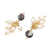Natural Abalone Shell & Natural Freshwater Pearl Tassel Pendants PALLOY-JF06030-2