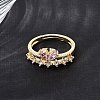 Brass Micro Pave Cubic Zirconia Cuff Open Rings CU-CBA5C10-07G-3