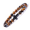 Natural Tiger Eye & Synthetic Non-magnetic Hematite Beads Stretch Bracelets for Women Men BO6196-8-1